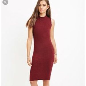 Forever 21 Wine-colored Bodycon Midi Dress